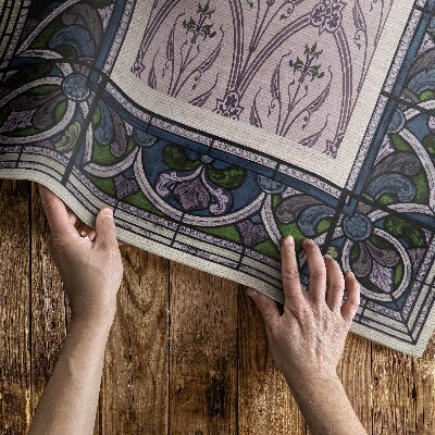 Vinylový koberec Velmi starý červeno-modrý Gotické ornamenty