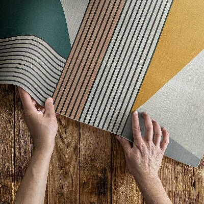 Vinylový koberec Šestiúhelníkové dlaždice s rostlinným a kamenným motivem