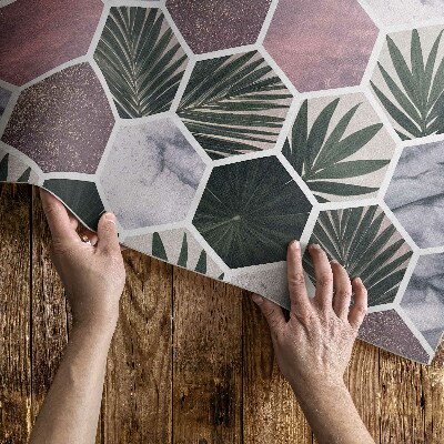 Vinylový koberec Vintage květinový vzor malované boho listy