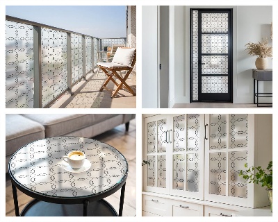 Dekorativní mléčná fólie na sklo Geometrické linie