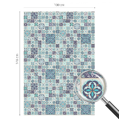 Dekorativní mléčná fólie na sklo Květinové dlaždice