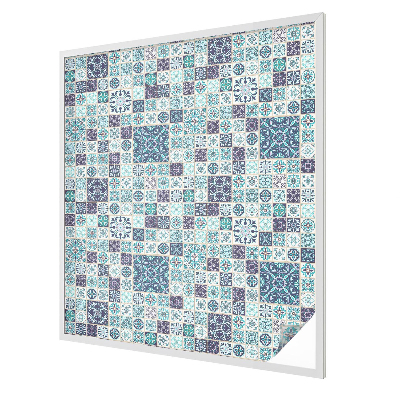 Dekorativní mléčná fólie na sklo Květinové dlaždice