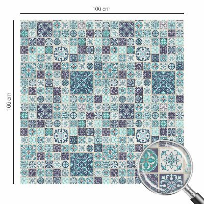 Dekorativní mléčná fólie na sklo Květinové dlaždice