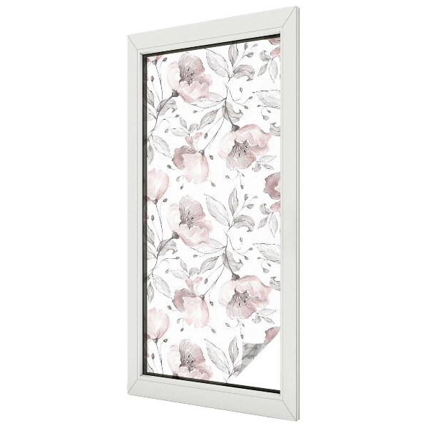 Dekorativní mléčná fólie na sklo Růžové listy