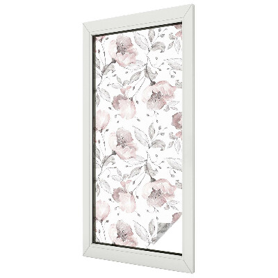 Dekorativní mléčná fólie na sklo Růžové listy