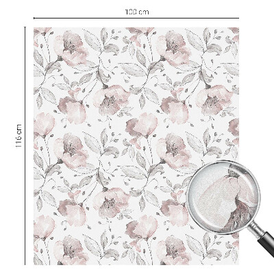 Dekorativní mléčná fólie na sklo Růžové listy