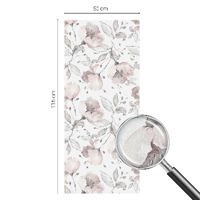 Dekorativní mléčná fólie na sklo Růžové listy