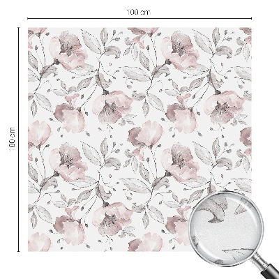 Dekorativní mléčná fólie na sklo Růžové listy