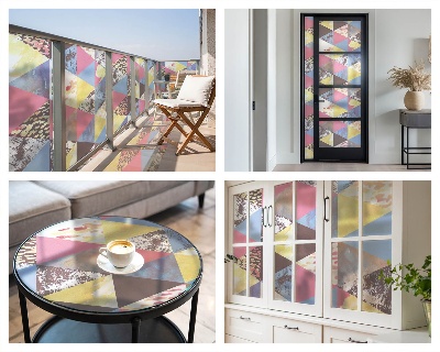 Samolepicí fólie na okna vitráž Barevné trojúhelníky