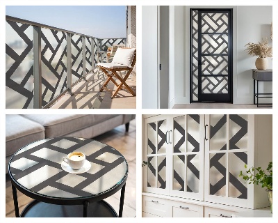 Samolepicí fólie na okna vitráž Prokládané obdélníky