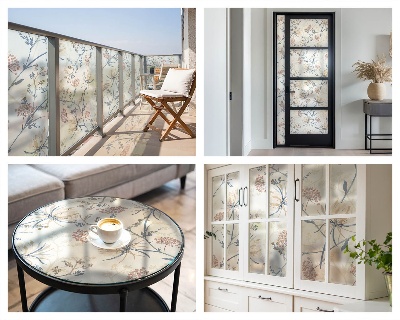 Dekorativní mléčná fólie na sklo Květiny harmonie