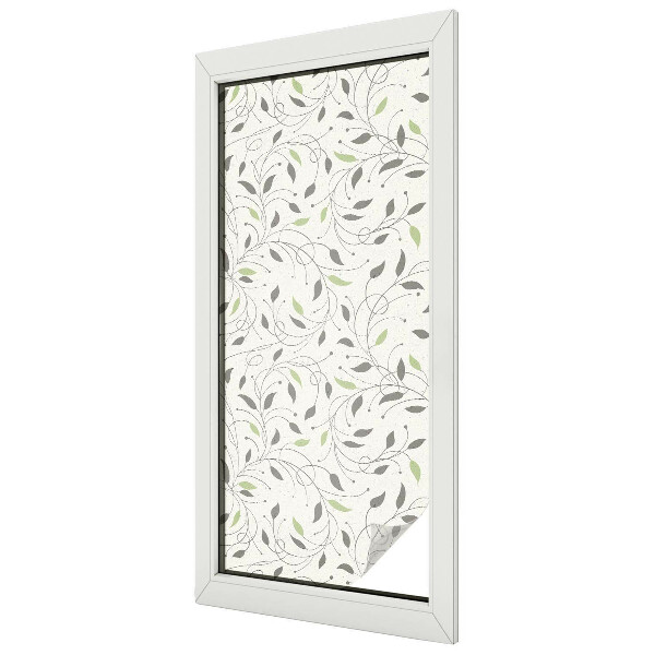 Dekorativní mléčná fólie na sklo Listy výhonků