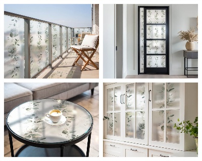 Dekorativní mléčná fólie na sklo Rostlinné kouzlo