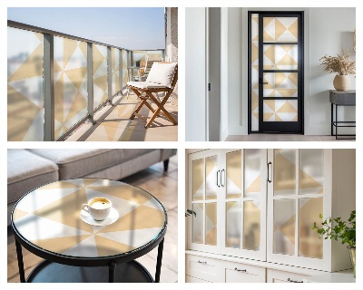 Samolepicí fólie na okna vitráž Geometrické trojúhelníky