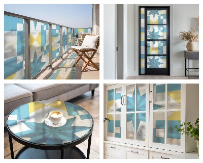 Samolepicí fólie na okna vitráž Modré hvězdy