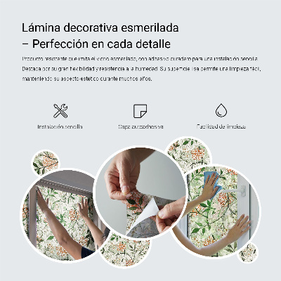 Dekorativní mléčná fólie na sklo Květinové ornamenty