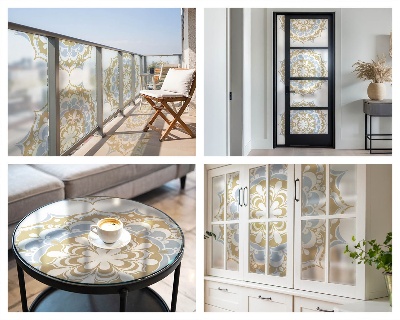 Dekorativní mléčná fólie na sklo Boho mandaly