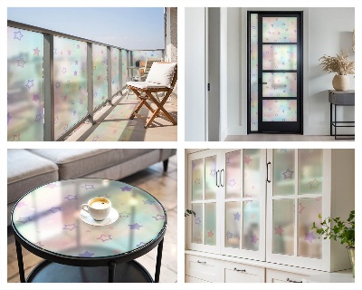 Dekorativní mléčná fólie na sklo Duhové vzory