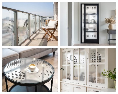 Zatmavovací fólie na okna Tečkované kruhy