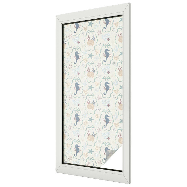 Dekorativní mléčná fólie na sklo Mořští koníci