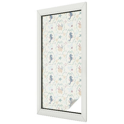 Dekorativní mléčná fólie na sklo Mořští koníci