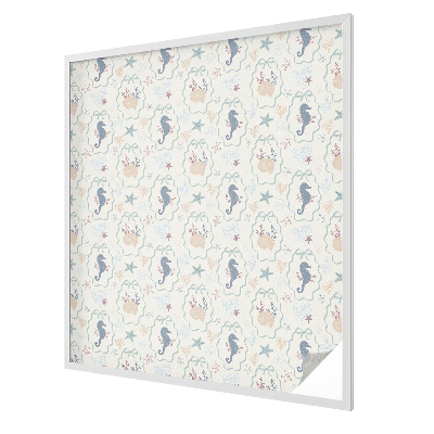 Dekorativní mléčná fólie na sklo Mořští koníci