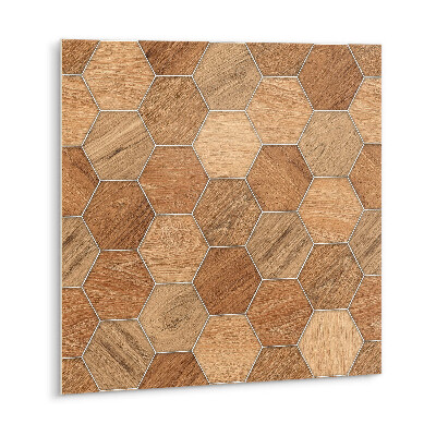 Samolepící podlahové čtverce Dřevěná geometrie
