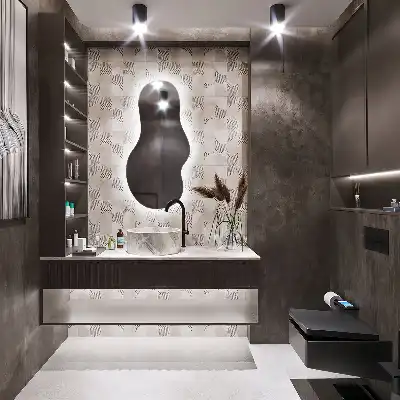 Atypické zrcadlo nástěnné s LED osvětlením