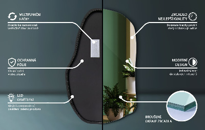 Nepravidelné zrcadlo s led osvětlením unikátní