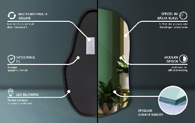 Nepravidelné zrcadlo s led osvětlením unikátní