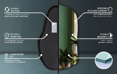 Nepravidelné zrcadlo s led osvětlením unikátní