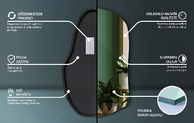 Nepravidelné zrcadlo s led osvětlením unikátní