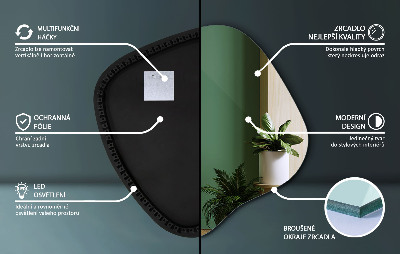 Nepravidelné zrcadlo s led osvětlením visící jedinečné