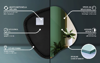 Nepravidelné zrcadlo s led osvětlením visící jedinečné