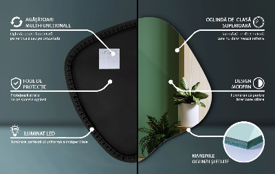 Nepravidelné zrcadlo s led osvětlením visící jedinečné