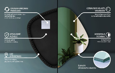 Nepravidelné zrcadlo s led osvětlením visící jedinečné