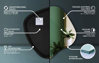 Nepravidelné zrcadlo s led osvětlením visící jedinečné