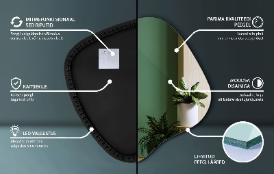 Nepravidelné zrcadlo s led osvětlením visící jedinečné