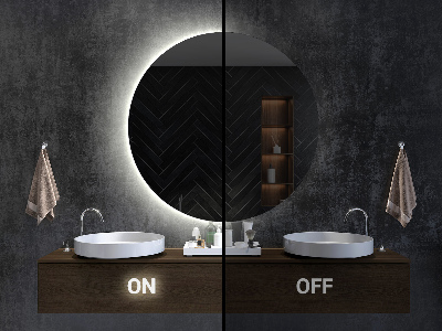 Půlkruhové koupelnové zrcadlo s LED podsvícením