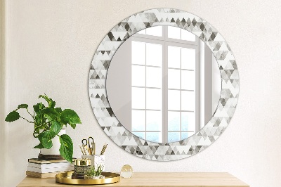 Kulaté zrcadlo tištěný rám Duhový trojúhelník