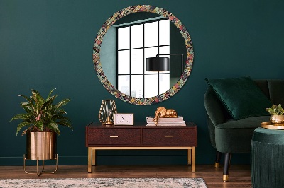 Kulaté zrcadlo s dekorem Etnický květinový
