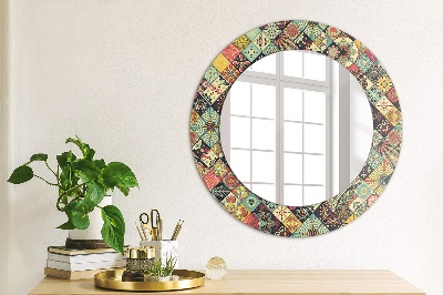 Kulaté zrcadlo s dekorem Etnický květinový