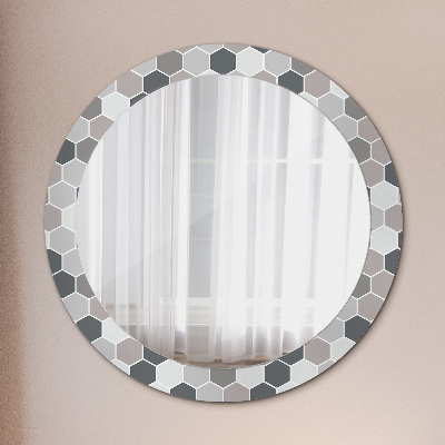 Kulaté zrcadlo s dekorem Hexagonální vzor
