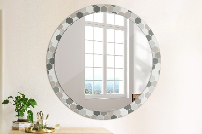 Kulaté zrcadlo s dekorem Hexagonální vzor