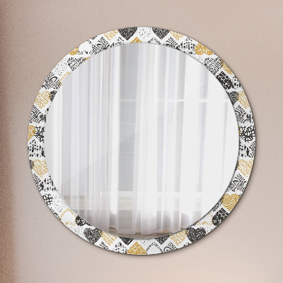Kulaté zrcadlo s dekorem Srdce doodle