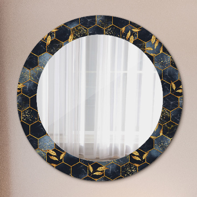 Kulaté zrcadlo s dekorem Hexagonový mramor