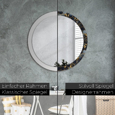 Kulaté zrcadlo s dekorem Hexagonový mramor