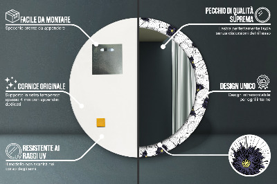 Kulaté zrcadlo s dekorem Složení lineárních květů