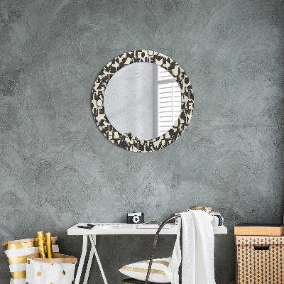 Kulaté dekorativní zrcadlo na zeď Abstraktní typografie