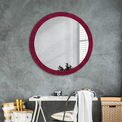 Kulaté dekorativní zrcadlo na zeď Červená mřížka